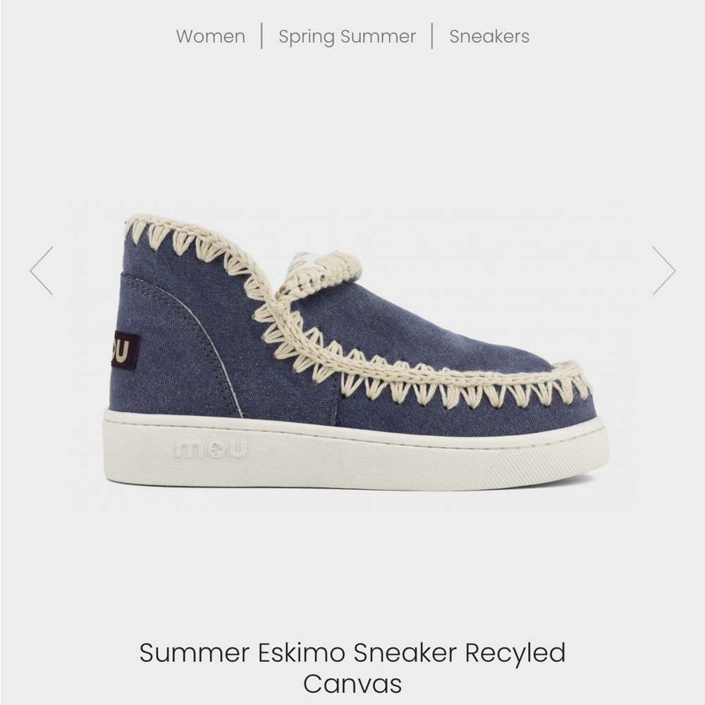 Mou Navy Canvas Sneakers with Cream Trim